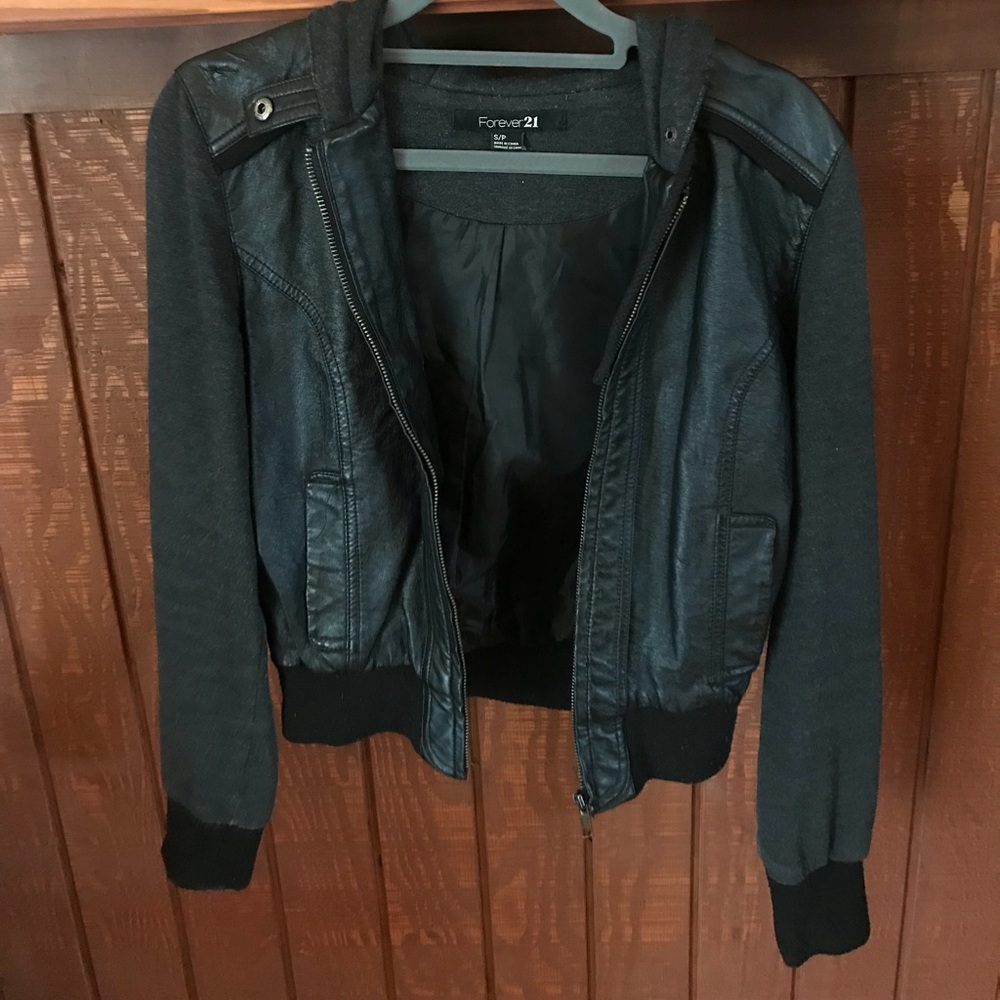 Faux black leather jacket